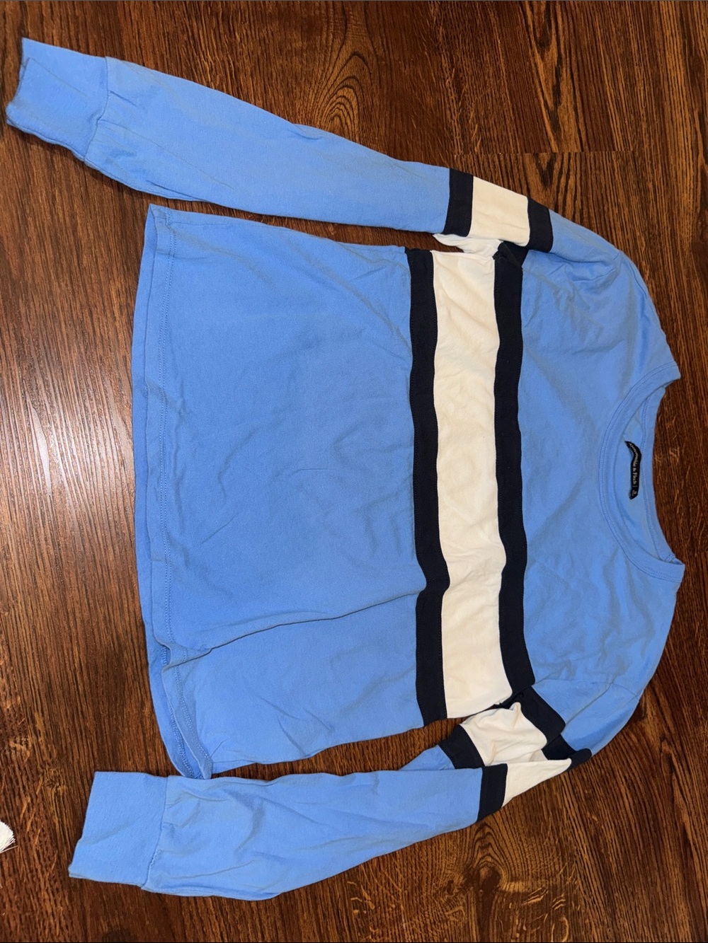 Abercrombie & Fitch Light Blue Crewneck with Navy and white Stripes
